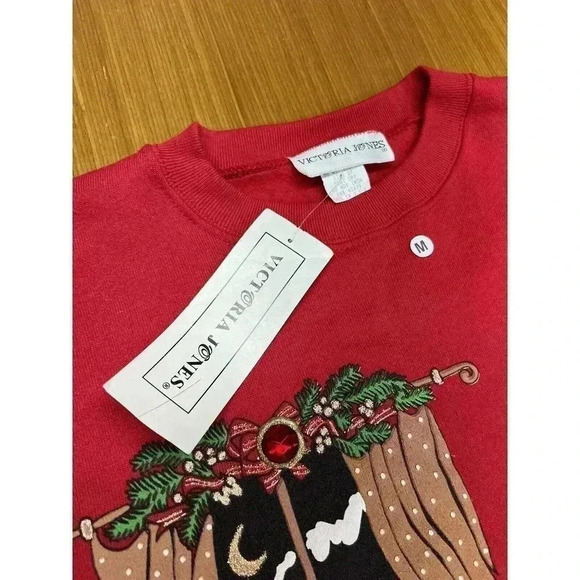 NEW W TAGS VINTAGE SINGLE STITCH 80'S VICTORIA JONES CHRISTMAS SHIRT MADE USA - Picture 3 of 11